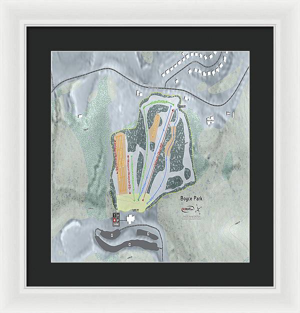 Boyce Park Ski Trail Map - Framed Print - Powderaddicts