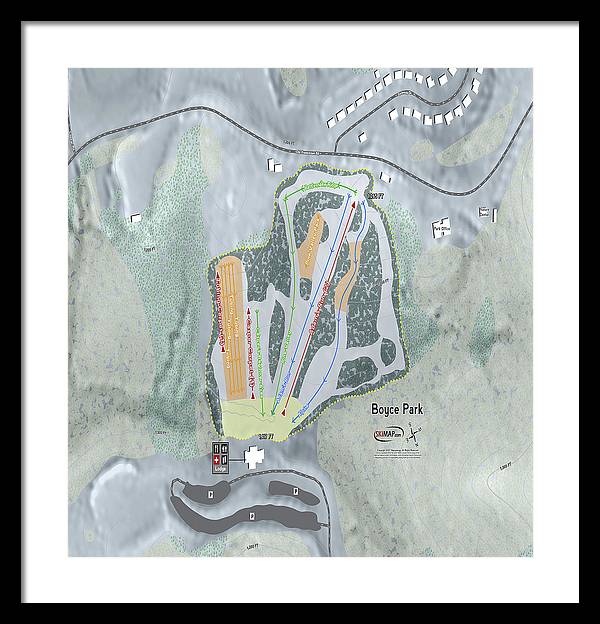 Boyce Park Ski Trail Map - Framed Print - Powderaddicts