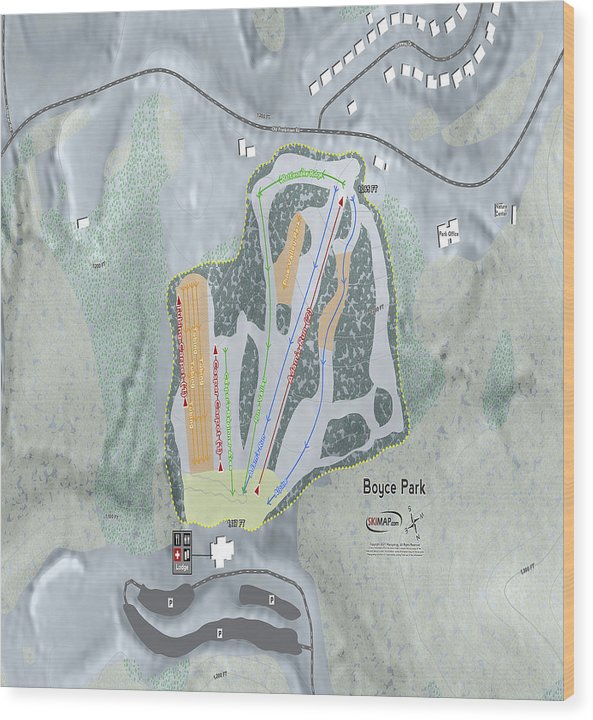 Boyce Park Ski Trail Map - Wood Print - Powderaddicts