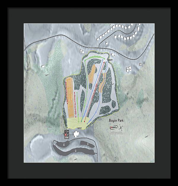 Boyce Park Ski Trail Map - Framed Print - Powderaddicts