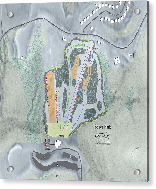 Boyce Park Ski Trail Map - Acrylic Print - Powderaddicts