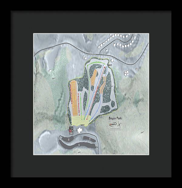 Boyce Park Ski Trail Map - Framed Print - Powderaddicts