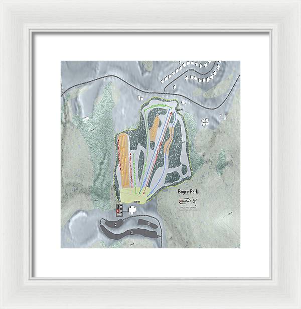 Boyce Park Ski Trail Map - Framed Print - Powderaddicts