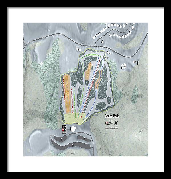 Boyce Park Ski Trail Map - Framed Print - Powderaddicts