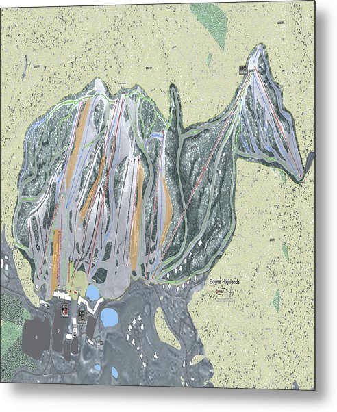 Boyne Highlands Ski Trail Map - Metal Print - Powderaddicts