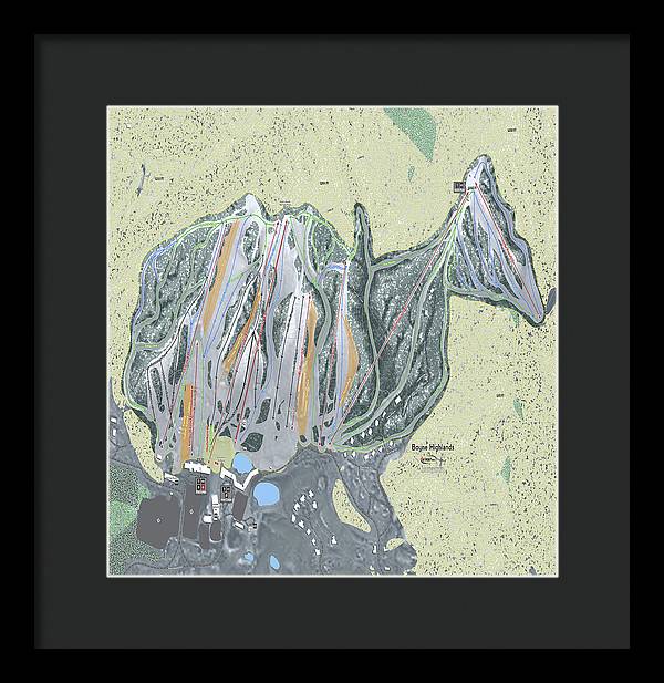 Boyne Highlands Ski Trail Map - Framed Print - Powderaddicts