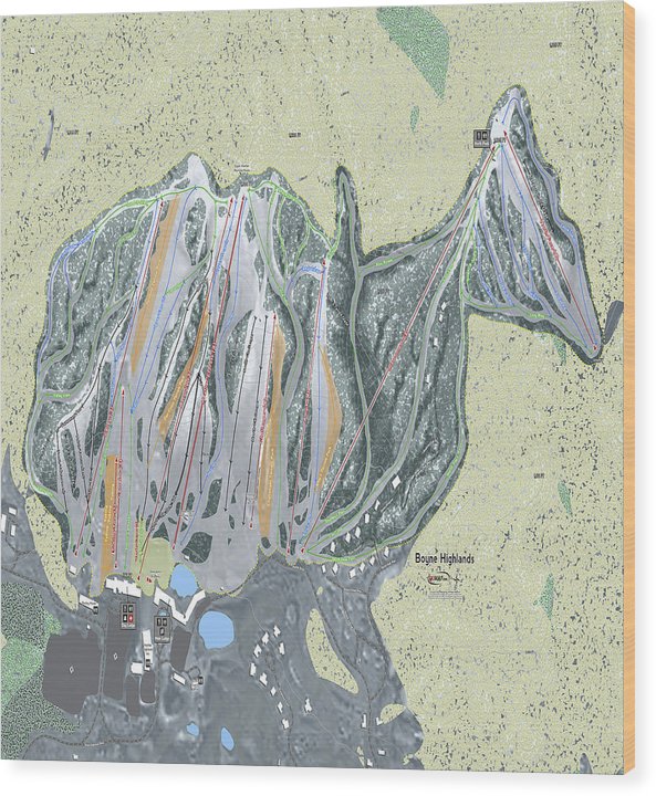 Boyne Highlands Ski Trail Map - Wood Print - Powderaddicts