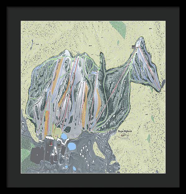 Boyne Highlands Ski Trail Map - Framed Print - Powderaddicts