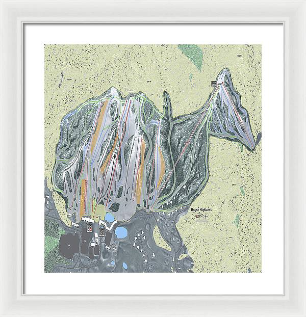Boyne Highlands Ski Trail Map - Framed Print - Powderaddicts