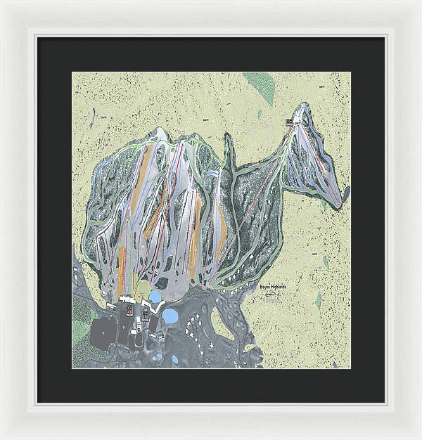 Boyne Highlands Ski Trail Map - Framed Print - Powderaddicts