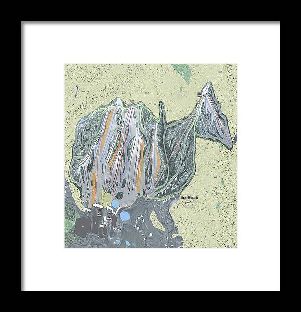 Boyne Highlands Ski Trail Map - Framed Print - Powderaddicts