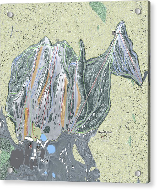 Boyne Highlands Ski Trail Map - Acrylic Print - Powderaddicts