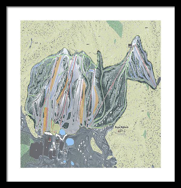 Boyne Highlands Ski Trail Map - Framed Print - Powderaddicts