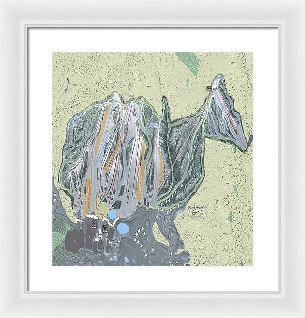 Boyne Highlands Ski Trail Map - Framed Print - Powderaddicts