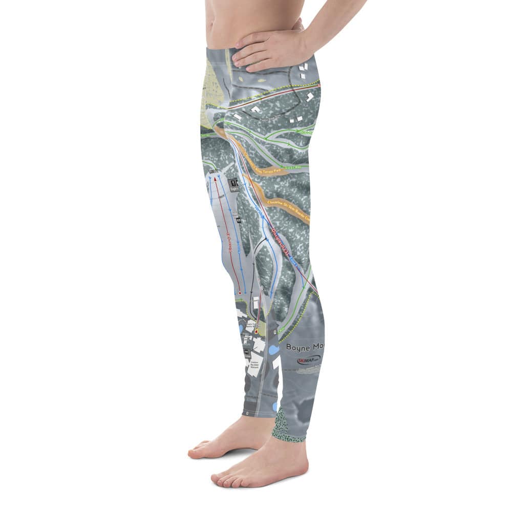 Boyne Mountain, Michigan Ski Trail Map Men's Base Layer Bottom - Powderaddicts