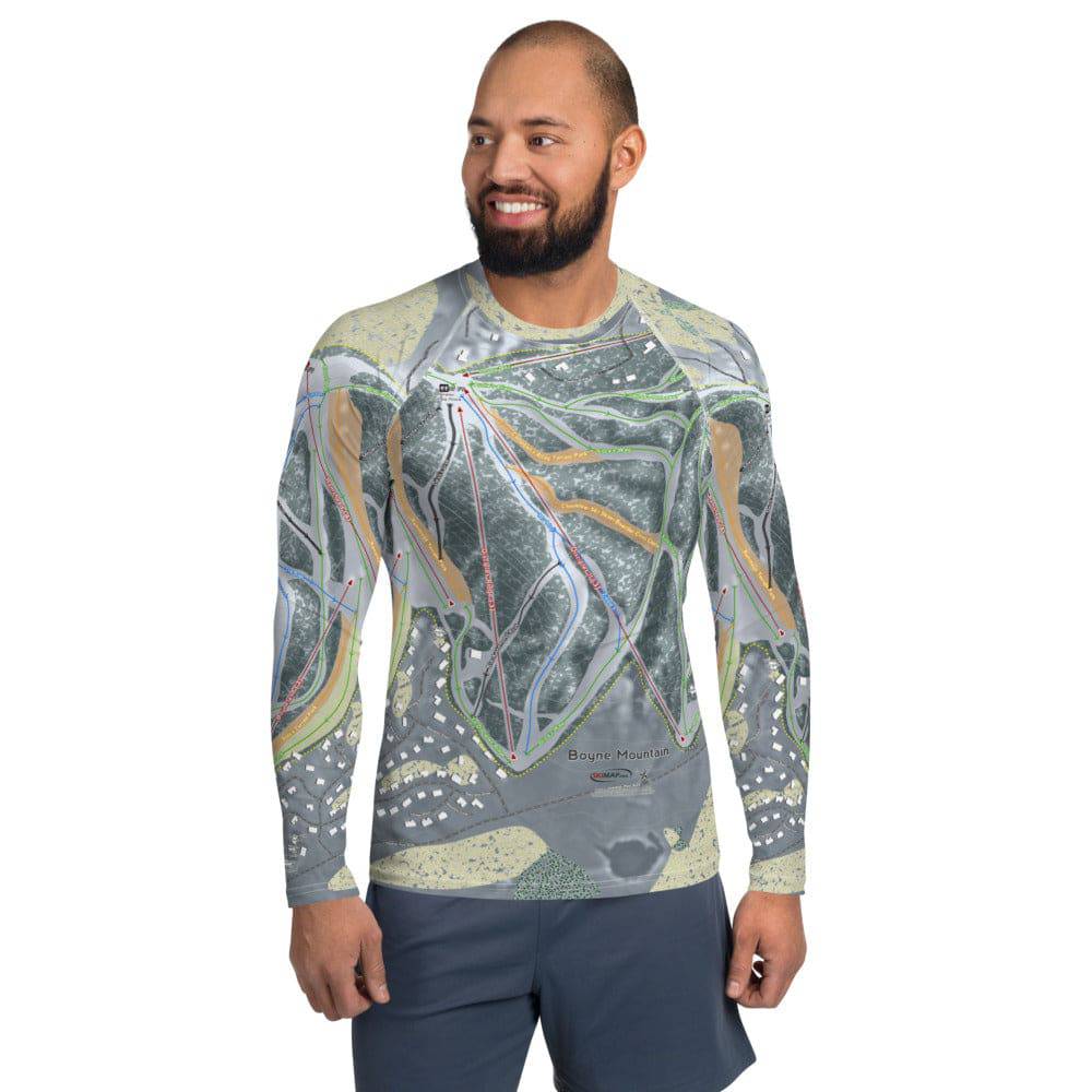 Boyne Mountain, Michigan Ski Trail Map Men's Base Layer Top