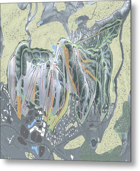 Boyne Mountain Ski Trail Map - Metal Print - Powderaddicts