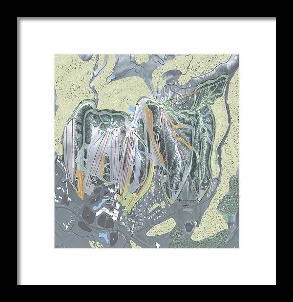 Boyne Mountain Ski Trail Map - Framed Print - Powderaddicts