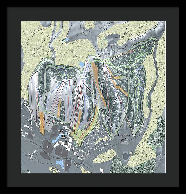 Boyne Mountain Ski Trail Map - Framed Print - Powderaddicts