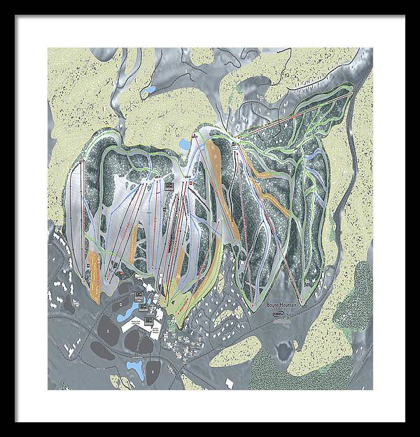 Boyne Mountain Ski Trail Map - Framed Print - Powderaddicts