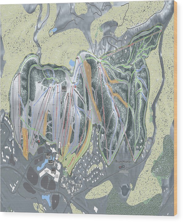 Boyne Mountain Ski Trail Map - Wood Print - Powderaddicts