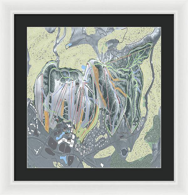 Boyne Mountain Ski Trail Map - Framed Print - Powderaddicts