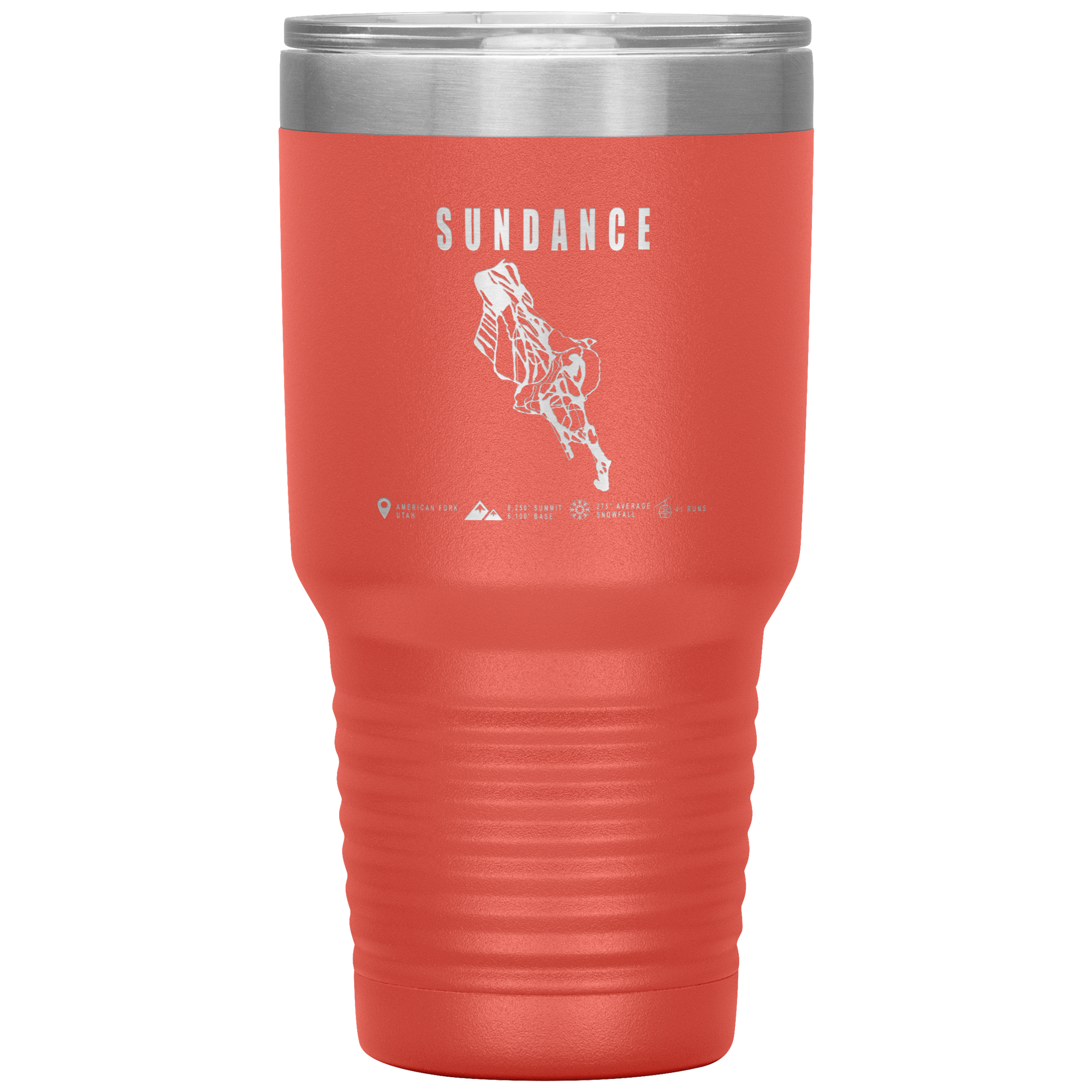 Sundance,Utah Ski Trail Map 30oz Tumbler - Powderaddicts