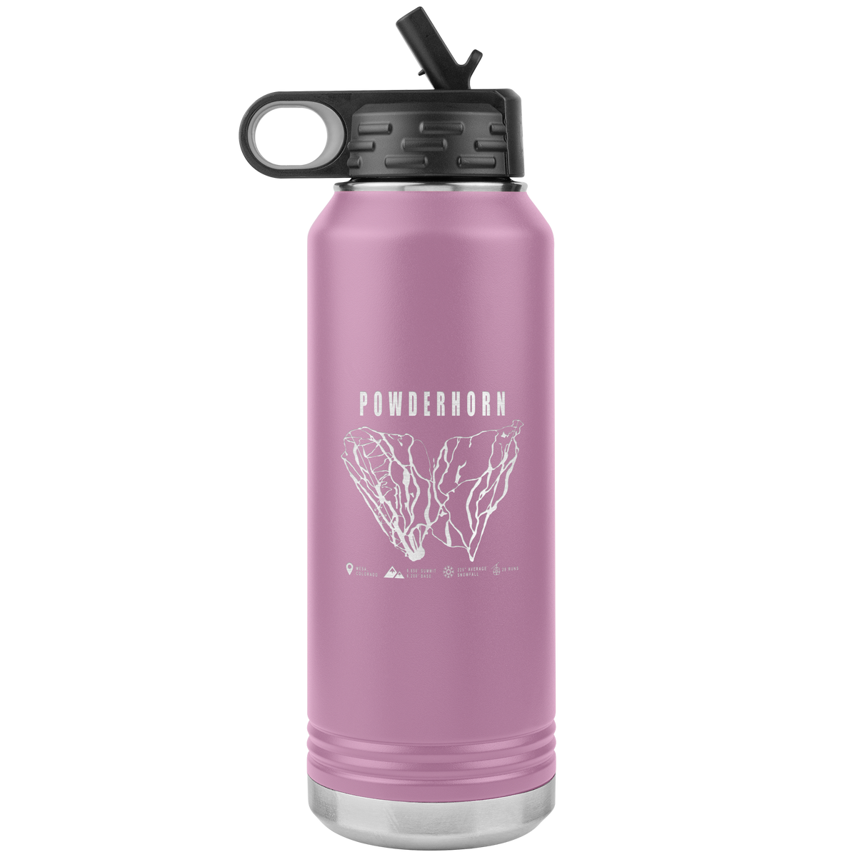 Powderhorn Colorado Ski Trail Map 32oz Water Bottle Tumbler - Powderaddicts