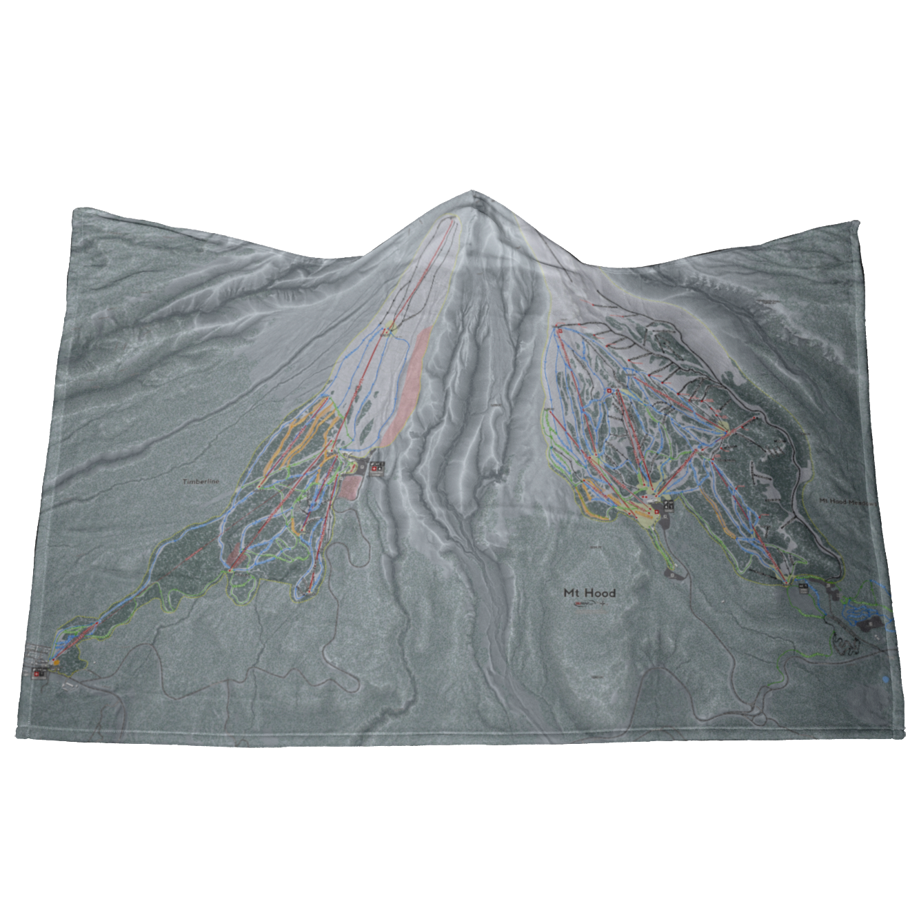 Mt Hood, Oregon Ski Trail Map - Hooded Blanket - Powderaddicts