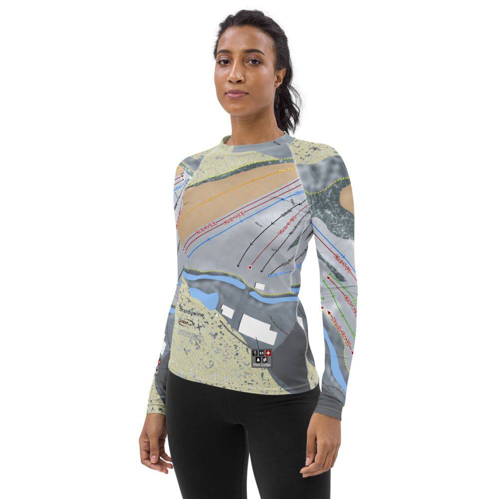 Brandywine, Ohio Ski Trail Map Women's Base Layer Top - Powderaddicts