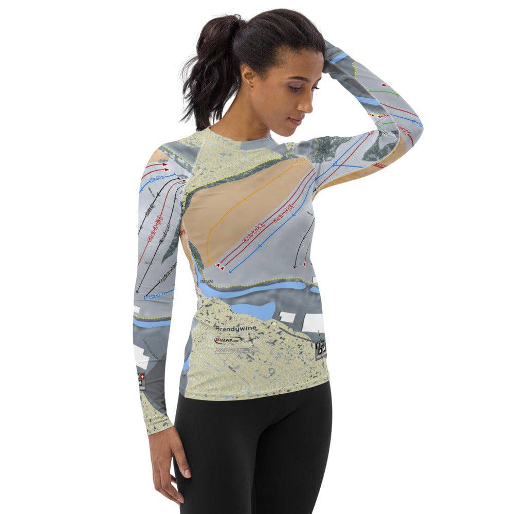 Brandywine, Ohio Ski Trail Map Women's Base Layer Top - Powderaddicts