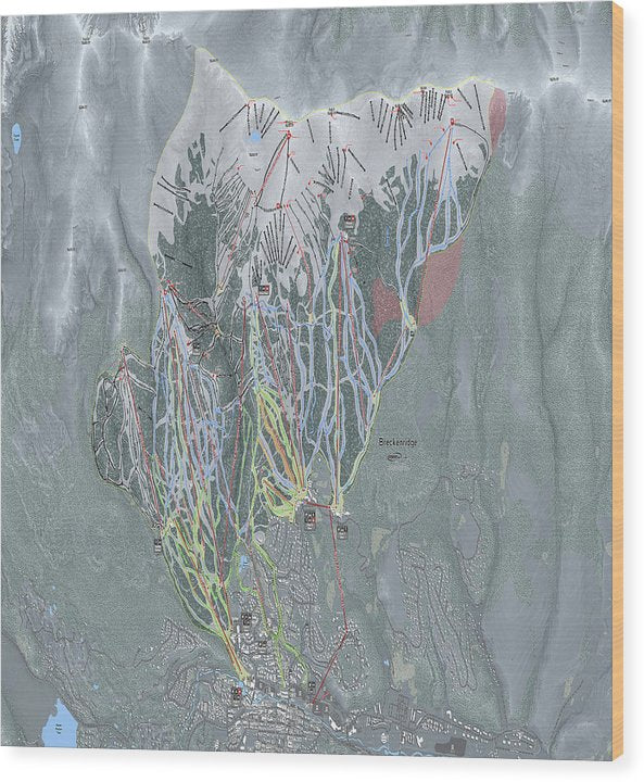 Breckenridge Ski Trail Map - Wood Print - Powderaddicts