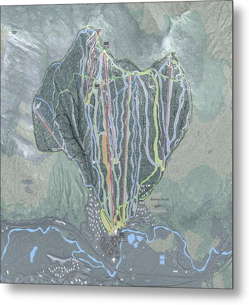 Bretton Woods Ski Trail Map  - Metal Print - Powderaddicts