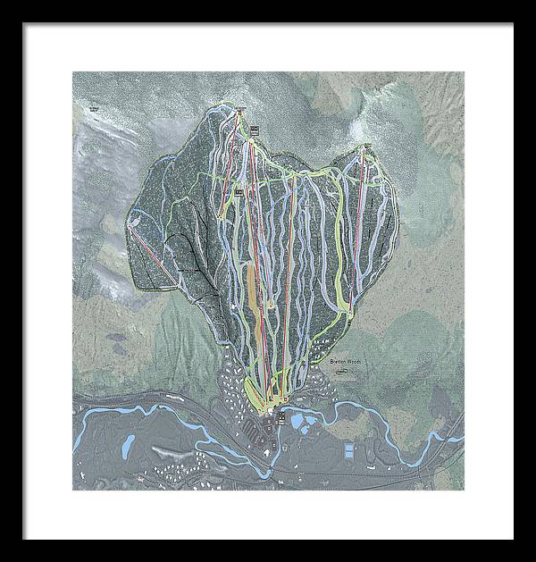 Bretton Woods Ski Trail Map  - Framed Print - Powderaddicts