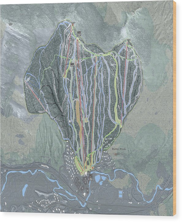 Bretton Woods Ski Trail Map  - Wood Print - Powderaddicts
