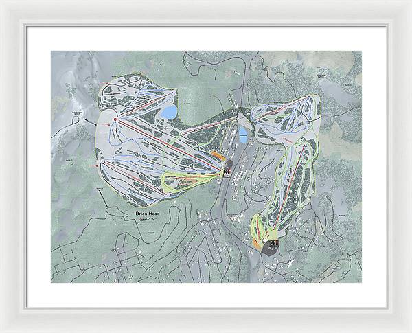 Brian Head Ski Trail Map - Framed Print - Powderaddicts