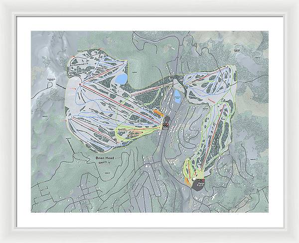 Brian Head Ski Trail Map - Framed Print - Powderaddicts