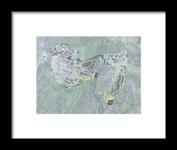 Brian Head Ski Trail Map - Framed Print - Powderaddicts