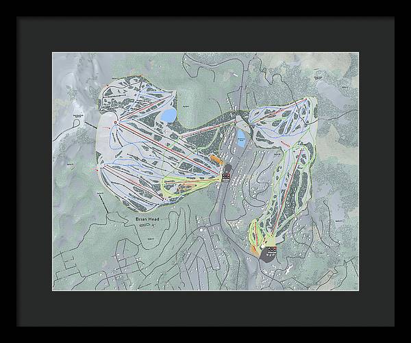 Brian Head Ski Trail Map - Framed Print - Powderaddicts