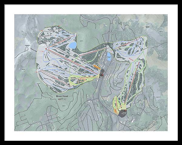 Brian Head Ski Trail Map - Framed Print - Powderaddicts