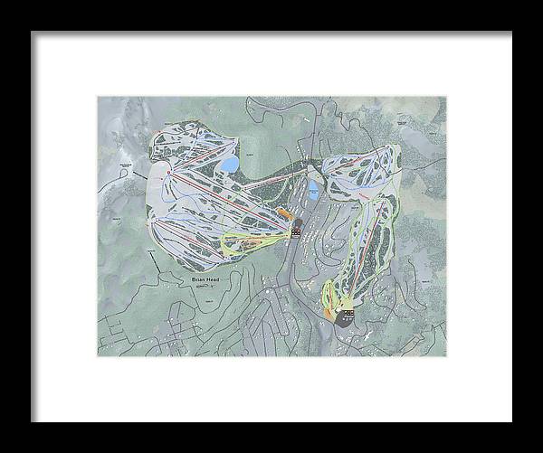 Brian Head Ski Trail Map - Framed Print - Powderaddicts