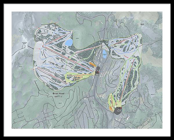 Brian Head Ski Trail Map - Framed Print - Powderaddicts
