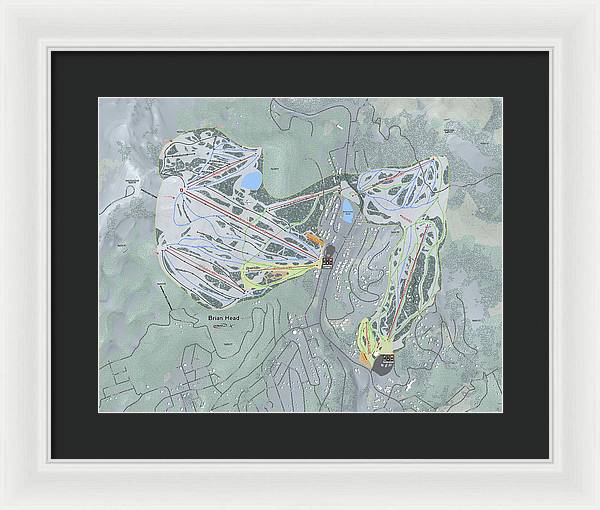 Brian Head Ski Trail Map - Framed Print - Powderaddicts