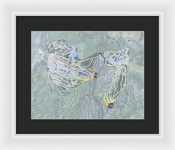 Brian Head Ski Trail Map - Framed Print - Powderaddicts