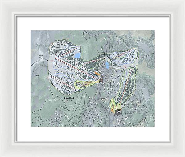 Brian Head Ski Trail Map - Framed Print - Powderaddicts