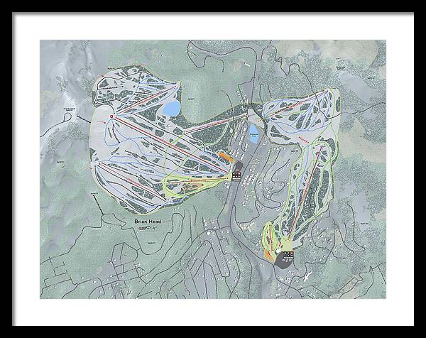 Brian Head Ski Trail Map - Framed Print - Powderaddicts
