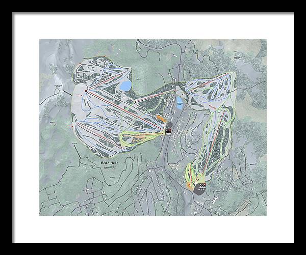 Brian Head Ski Trail Map - Framed Print - Powderaddicts