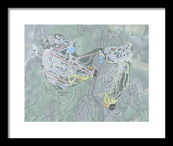 Brian Head Ski Trail Map - Framed Print - Powderaddicts