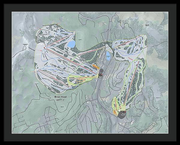 Brian Head Ski Trail Map - Framed Print - Powderaddicts