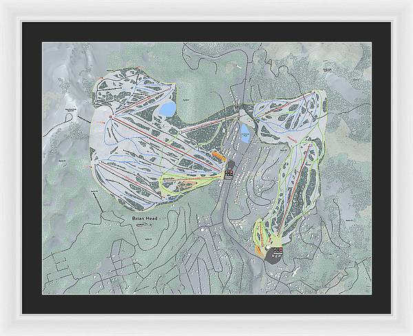Brian Head Ski Trail Map - Framed Print - Powderaddicts